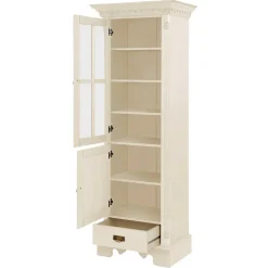 Wohnen 70x203x45 Landhaus Vitrine in Creme - Rospus