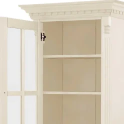 Wohnen 70x203x45 Landhaus Vitrine in Creme - Rospus