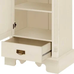 Wohnen 70x203x45 Landhaus Vitrine in Creme - Rospus