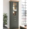 Wohnen 68x207x45 Landhaus Vitrine in Graugrün - Eylan