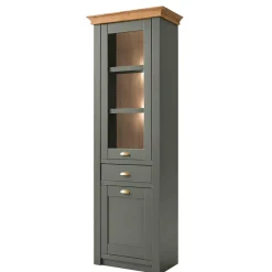 Wohnen 68x207x45 Landhaus Vitrine in Graugrün - Eylan