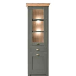 Wohnen 68x207x45 Landhaus Vitrine in Graugrün - Eylan
