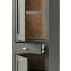 Wohnen 68x207x45 Landhaus Vitrine in Graugrün - Eylan