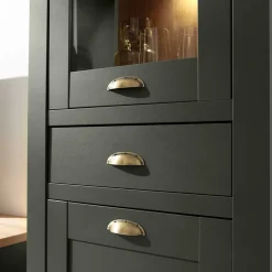 Wohnen 68x207x45 Landhaus Vitrine in Graugrün - Eylan