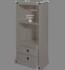 Wohnen 65x140x38 Landhausregal in Weiß - Henvic