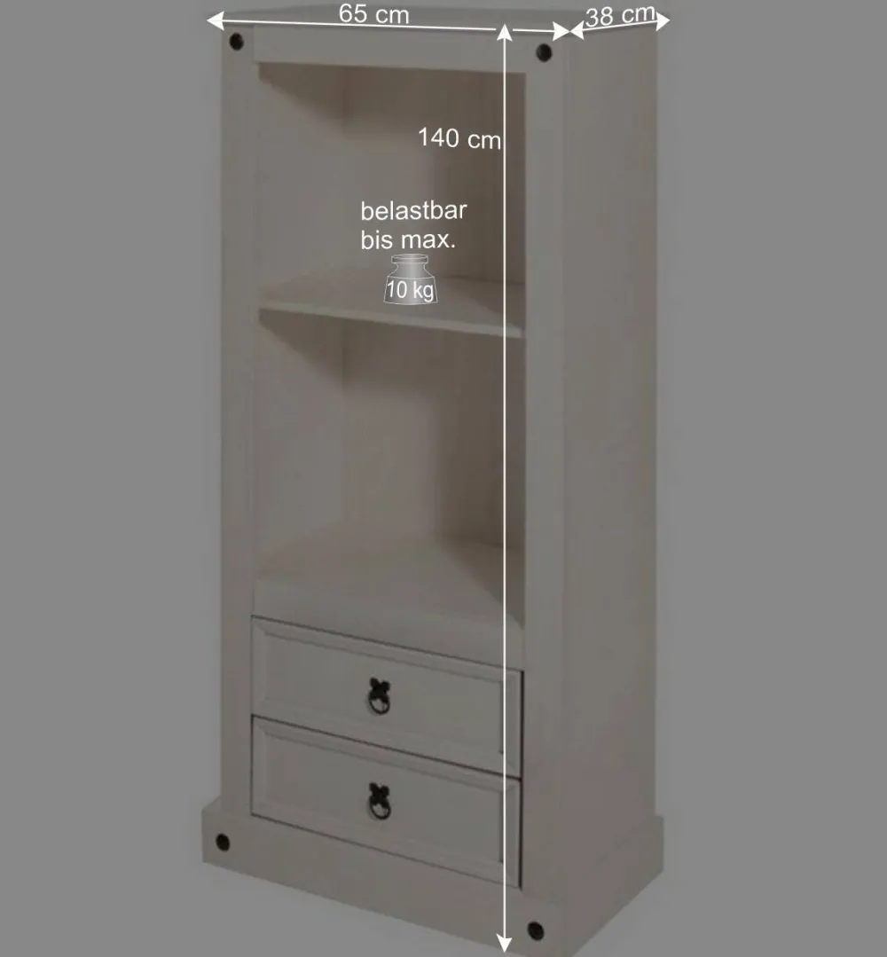 Wohnen 65x140x38 Landhausregal in Weiß - Henvic