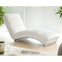 Wohnen 60x82x170 Loungeliege in Weiß & Chrom - Onjamy