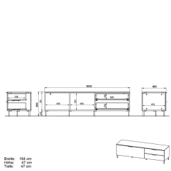 Wohnen 16x47x47 Lowboard mit zwei Schubladen & Klappe - Lurys I