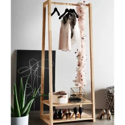 Wohnen 85x190x60 Massivholz Garderobenständer aus Eiche - Acneza