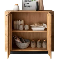 Wohnen 97x86x42 Massivholz Kommode mit zwei Türen - Emelyas