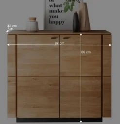 Wohnen 97x86x42 Massivholz Kommode mit zwei Türen - Emelyas