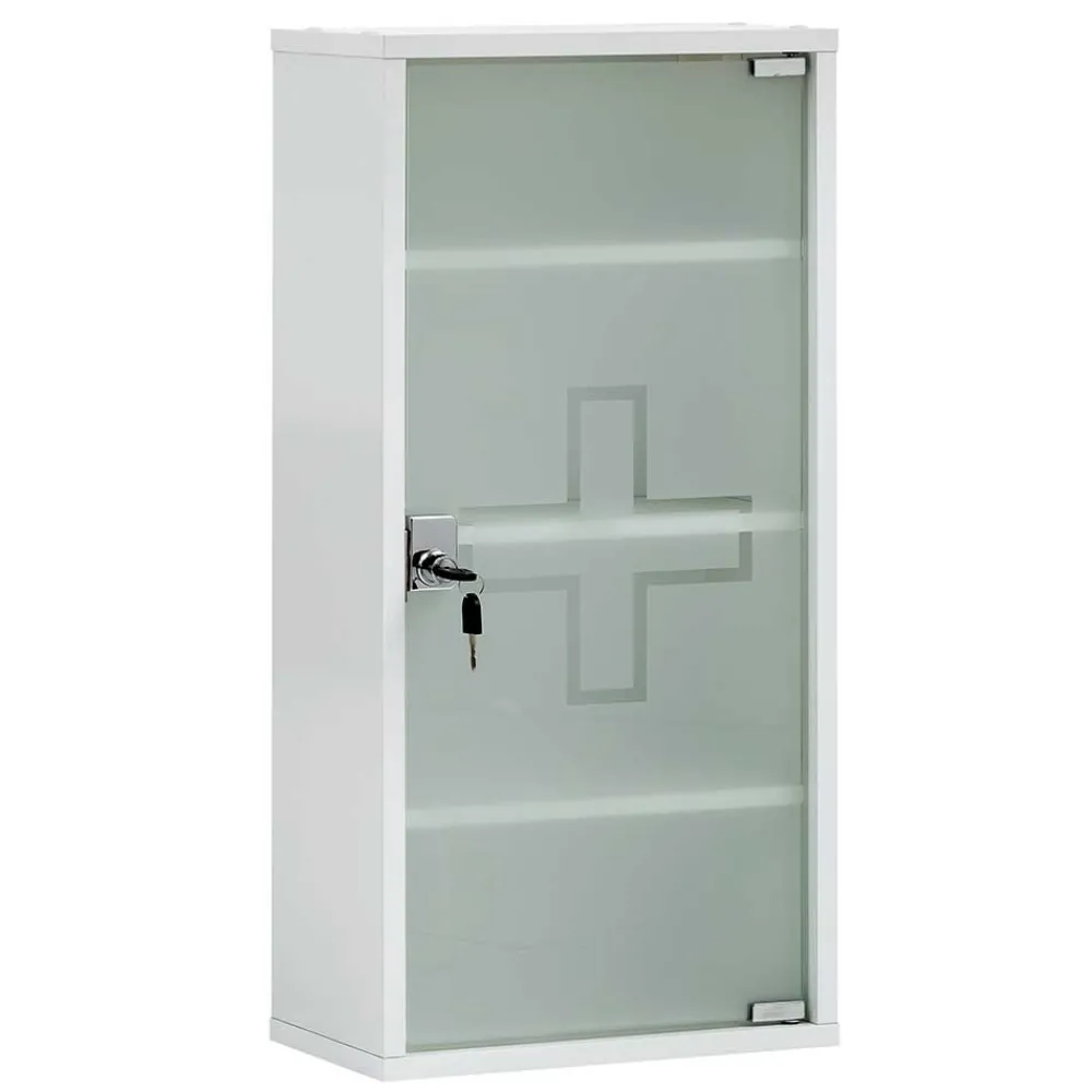 Wohnen 34x72x20 Medizinschrank mit Glastür abschließbar - Spanola