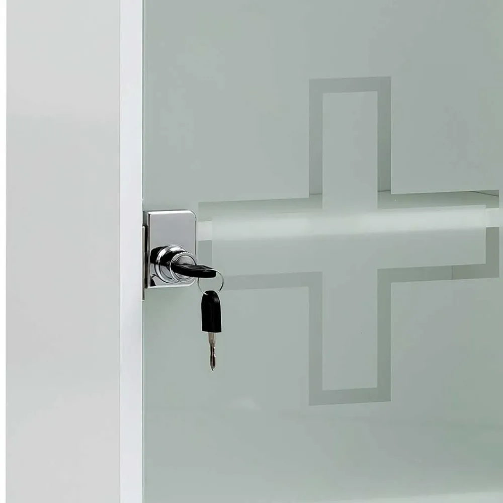 Wohnen 34x72x20 Medizinschrank mit Glastür abschließbar - Spanola