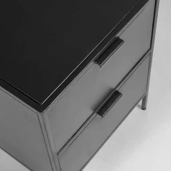 Wohnen 40x50x35 Metall Nachtkommode in Schwarz - Magde