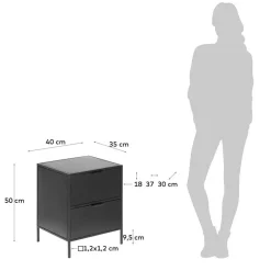 Wohnen 40x50x35 Metall Nachtkommode in Schwarz - Magde