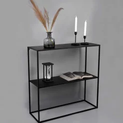 Wohnen Telefontische*80x80x27 Metall Regal ohne Rückwand in Schwarz - Daana