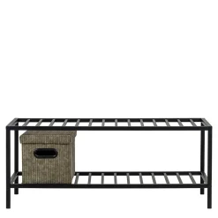 Wohnen Schuhschränke*79x32x34 Metall Schuhbank in Schwarz - Esbessa