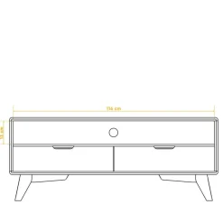 Wohnen 120x48x40 Midcentury TV Board aus Kernbuche - Junola