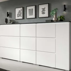 Wohnen Schuhschränke*95x127x18 Midi Schuhschrank mit drei Klappen & Tür - Suad