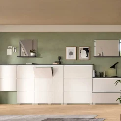 Wohnen Schuhschränke*95x127x18 Midi Schuhschrank mit drei Klappen & Tür - Suad