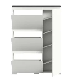 Wohnen Schuhschränke*95x127x18 Midi Schuhschrank mit drei Klappen & Tür - Suad