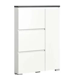 Wohnen Schuhschränke*95x127x18 Midi Schuhschrank mit drei Klappen & Tür - Suad