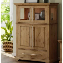 Wohnen 94x133x39 Modern Country Highboard aus Kiefer massiv - Noellisa