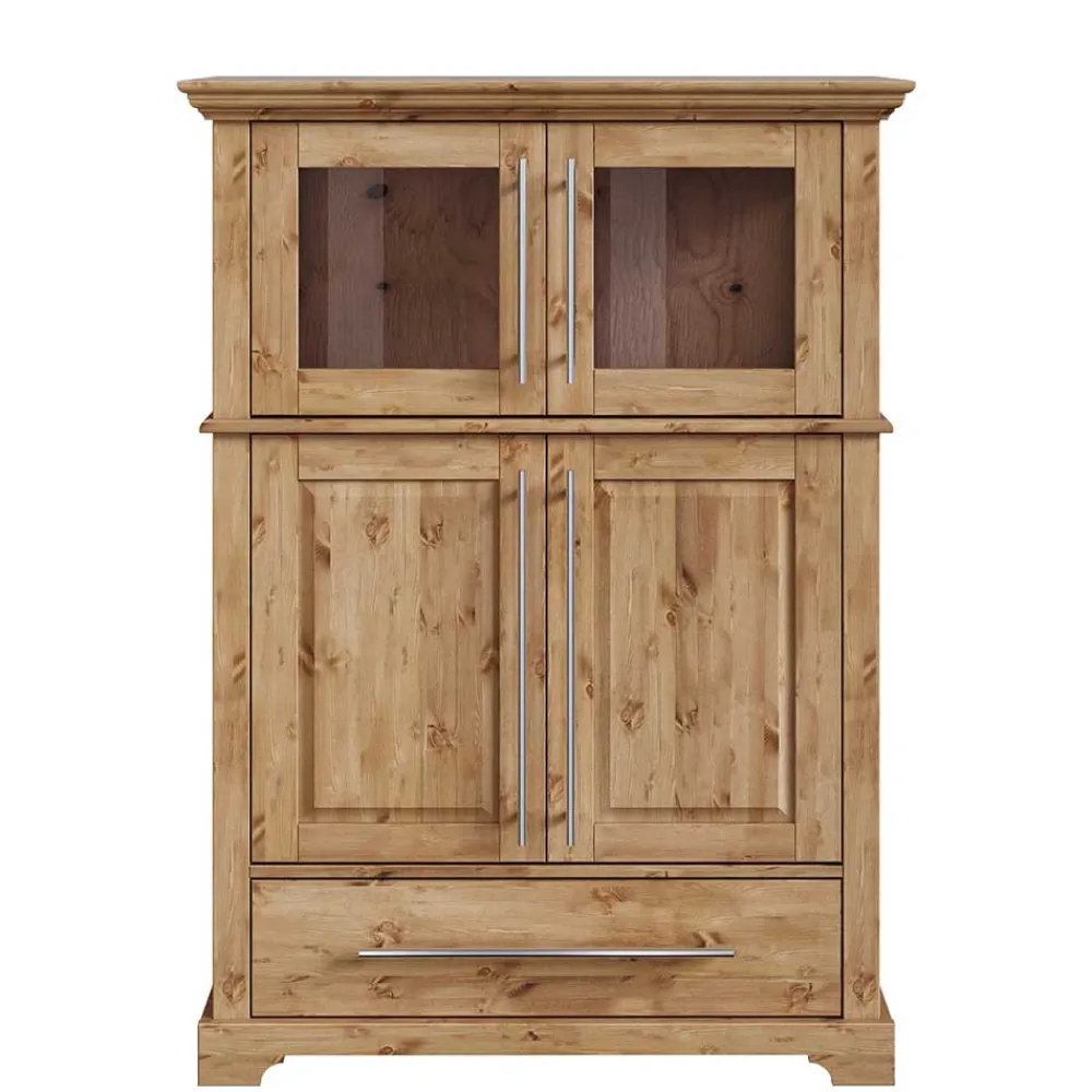 Wohnen 94x133x39 Modern Country Highboard aus Kiefer massiv - Noellisa
