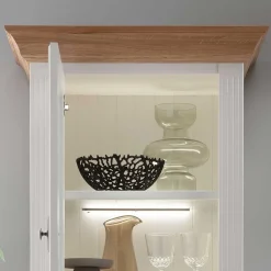 Wohnen Vitrinen|Wohnzimmer-Vitrinen*72x199x45 Modern Country Vitrinenschrank in Weiß - Henry