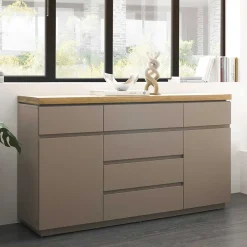 Wohnen 150x86x40 Moderne Kombi-Kommode in Taupe - Anja