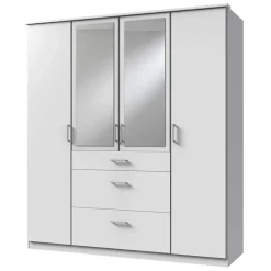 Wohnen 179x199x58 Moderner Kleiderschrank in Weiß mit Spiegeln - Cador