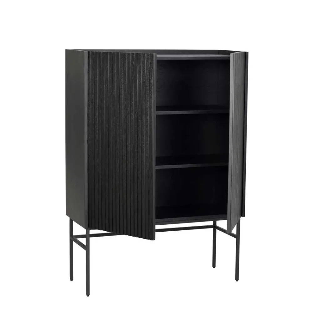Wohnen 100x140x40 Modernes Highboard in Schwarz - Gragano