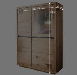 Wohnen 103x148x40 Modernes Holz-Highboard mit Glaseinsatz - Embleys