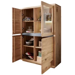 Wohnen 103x148x40 Modernes Holz-Highboard mit Glaseinsatz - Embleys