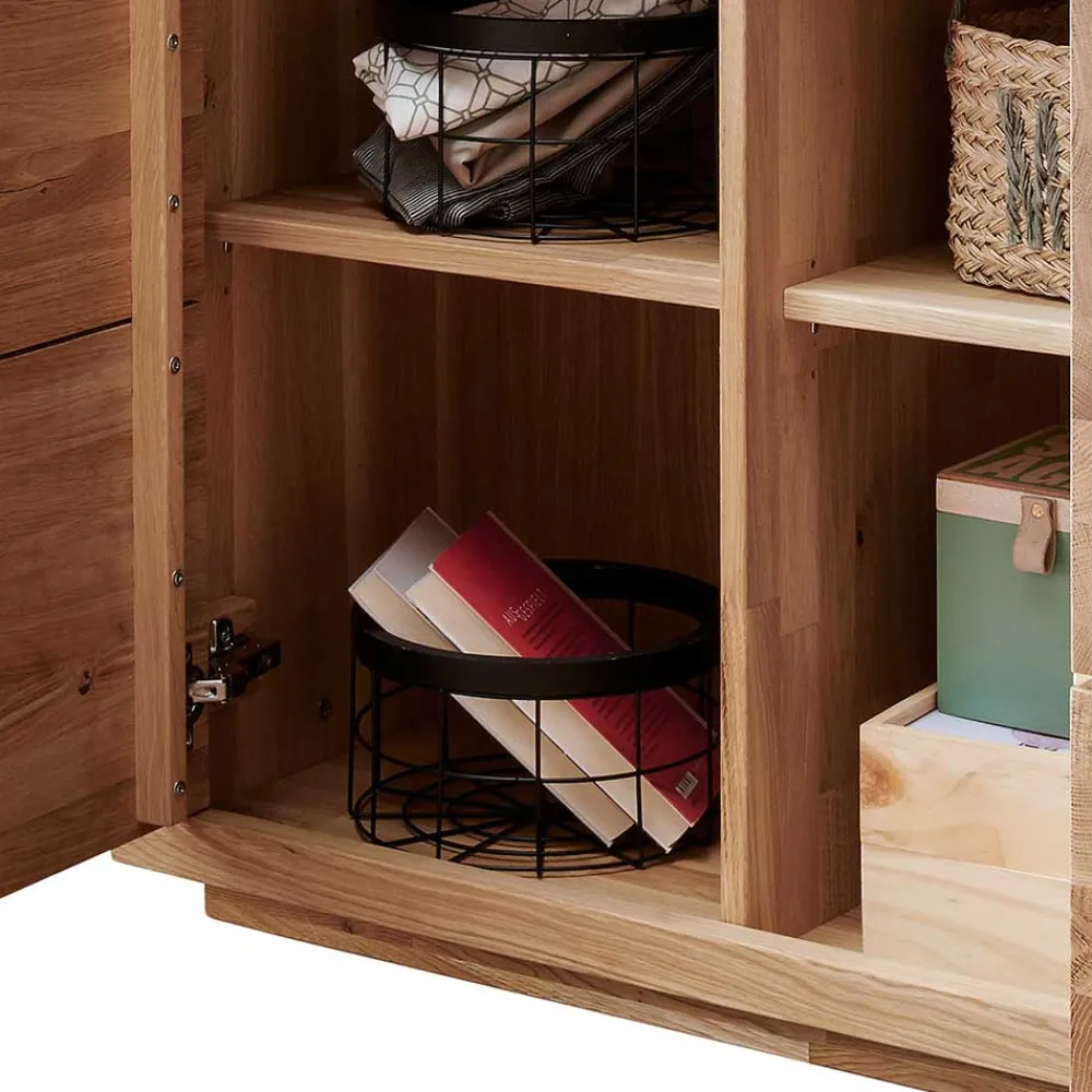 Wohnen 103x148x40 Modernes Holz-Highboard mit Glaseinsatz - Embleys