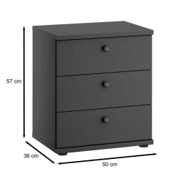 Wohnen Nachttische*50x57x36 Nachtkommode in Dunkelgrau - Mataram
