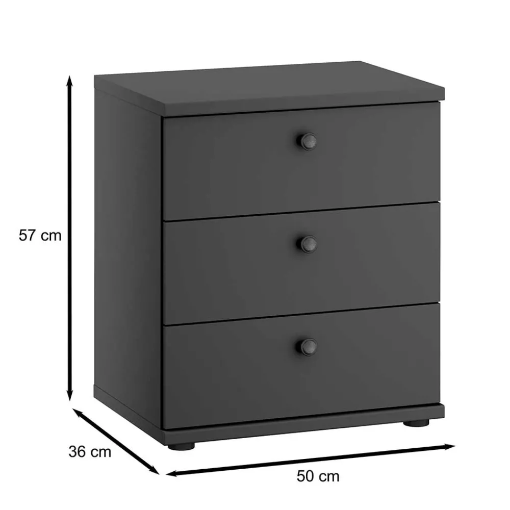 Wohnen Nachttische*50x57x36 Nachtkommode in Dunkelgrau - Mataram