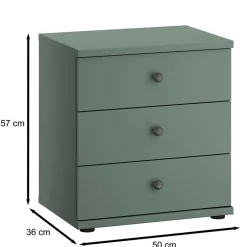 Wohnen 50x57x36 Nachtkommode in Graugrün - Rajavo
