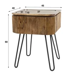 Wohnen 45x60x40 Nachtkommode in Holz Sandfarben - Pysero