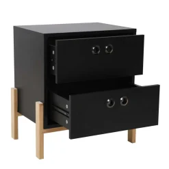 Wohnen Kommoden|Nachttische*50x55x35 Nachtkommode in Schwarz & Pinie Natur - Caurina