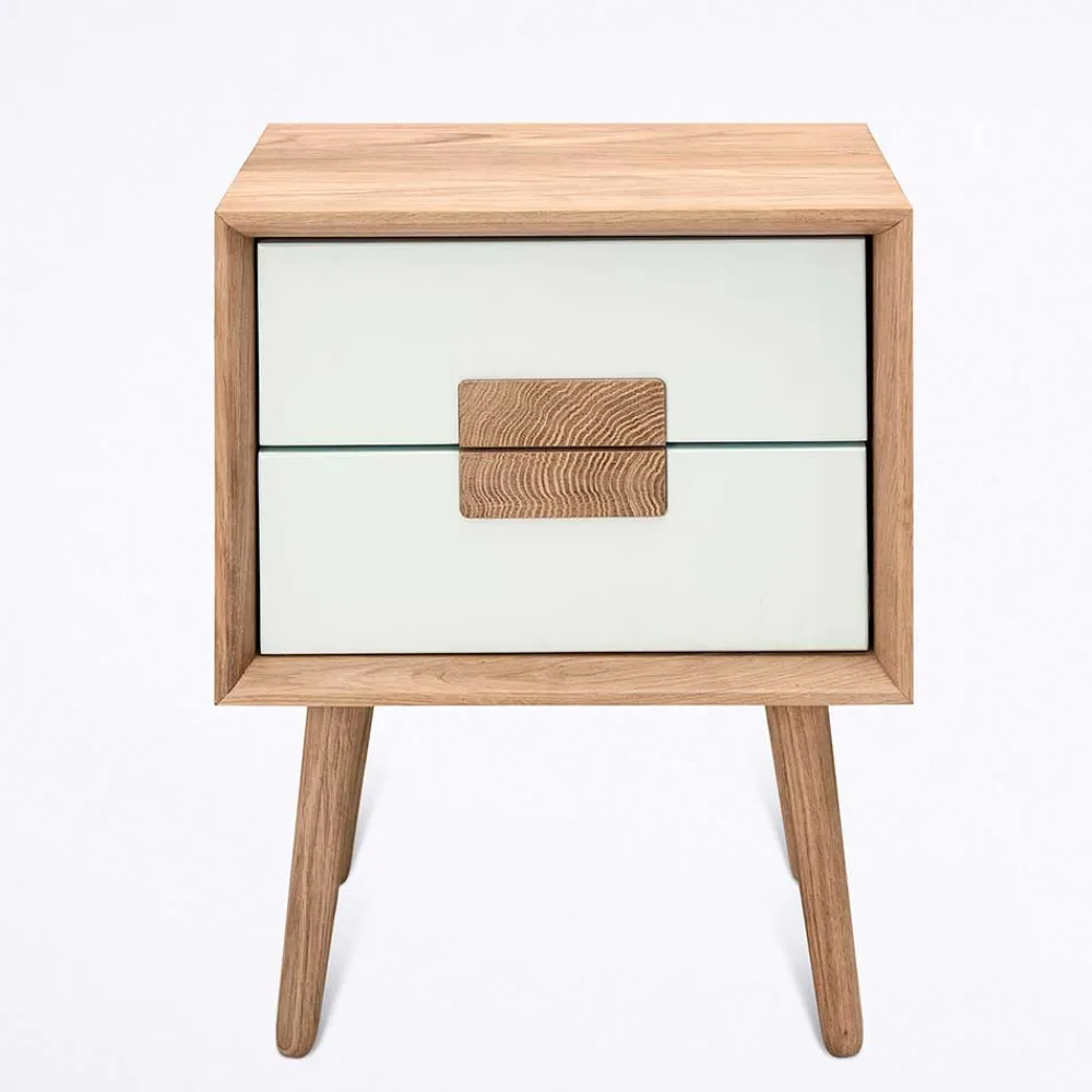 Wohnen Weiße Möbel|Nachttische*40x50x40 Nachtkommode in Weiß & Eiche - Julecas