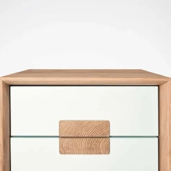 Wohnen Weiße Möbel|Nachttische*40x50x40 Nachtkommode in Weiß & Eiche - Julecas