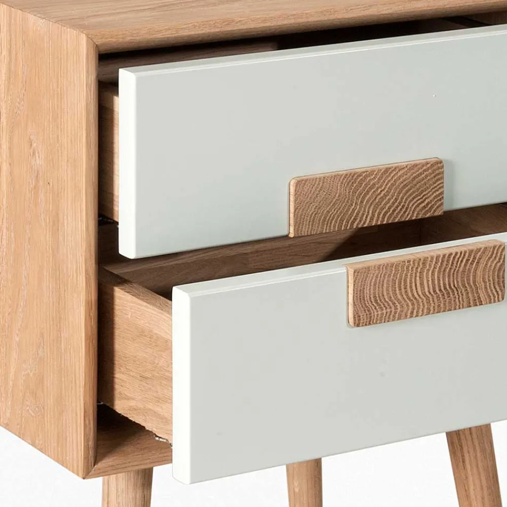 Wohnen Weiße Möbel|Nachttische*40x50x40 Nachtkommode in Weiß & Eiche - Julecas