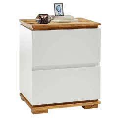 Wohnen Nachttische*48x59x40 Nachtkommode in Weiß & Eiche - Sennpa