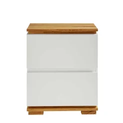 Wohnen Nachttische*48x59x40 Nachtkommode in Weiß & Eiche - Sennpa