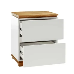 Wohnen Nachttische*48x59x40 Nachtkommode in Weiß & Eiche - Sennpa
