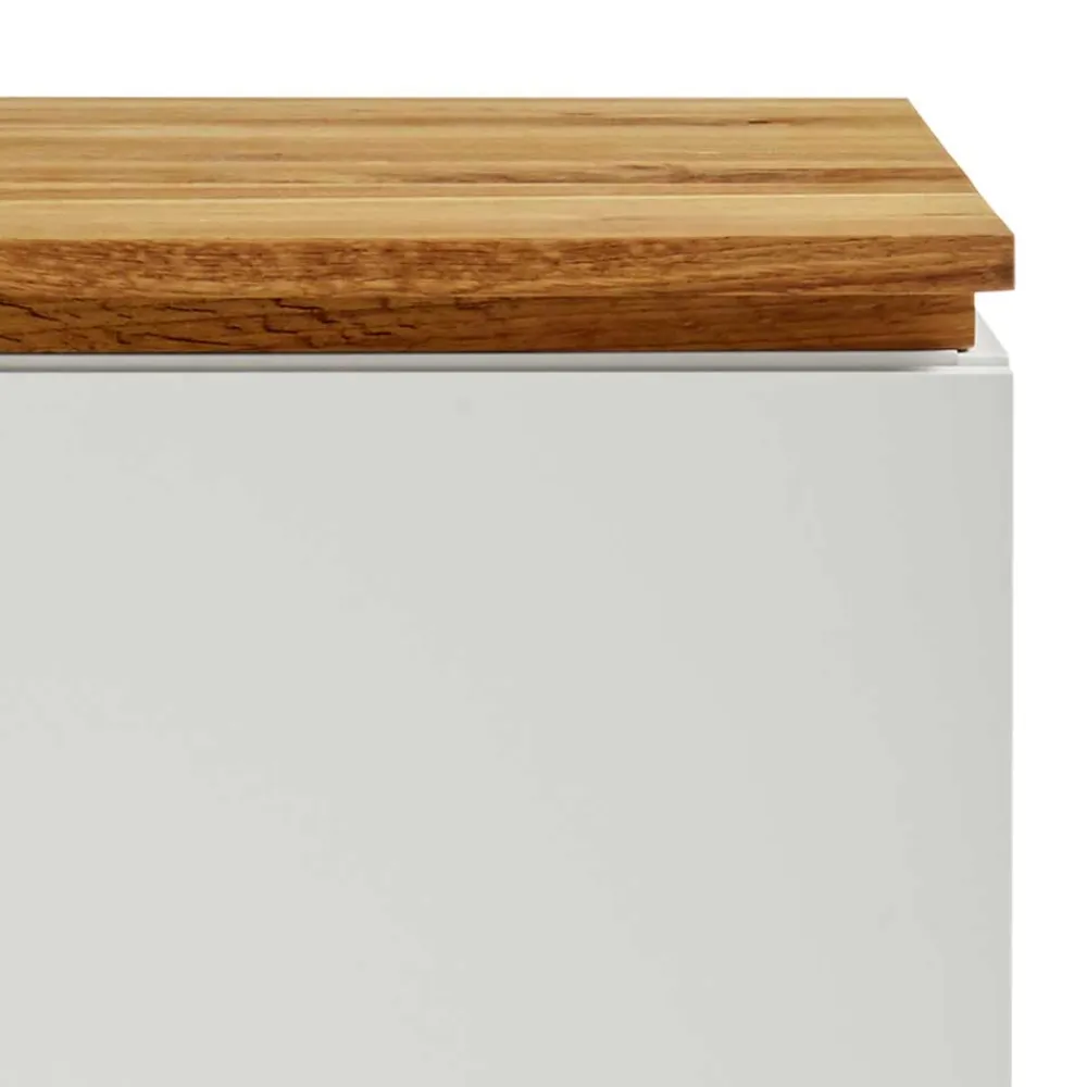 Wohnen Nachttische*48x59x40 Nachtkommode in Weiß & Eiche - Sennpa