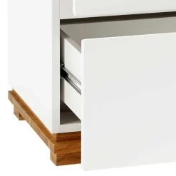 Wohnen Nachttische*48x59x40 Nachtkommode in Weiß & Eiche - Sennpa