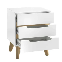 Wohnen 48x60x40 Nachtkommode in Weiß & Eiche - Setubal