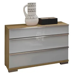 Wohnen 60x48x42 Nachtkommode in Weiß Glas - Nuetran